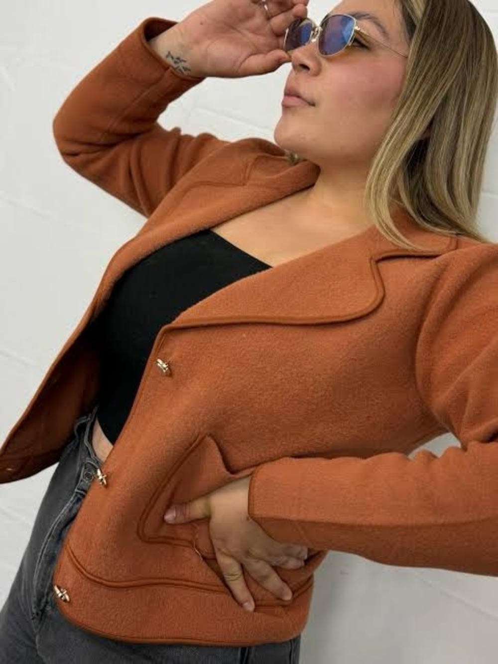 Tahari Rust-Orange Wool-Blend Blazer